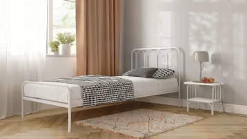 Металлическая кровать Corsa, цвет белый шагрень в спальню Askona фотография товара - 1